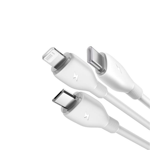 BASEUS Ultra-Fast 3 in 1 Fast Charging Cable USB to Micro USB & type-c & lightning - كيبل باسيوس ثلاثي يو اس بي الى ايفون وتايب سي ومايكرو ١.٣ متر