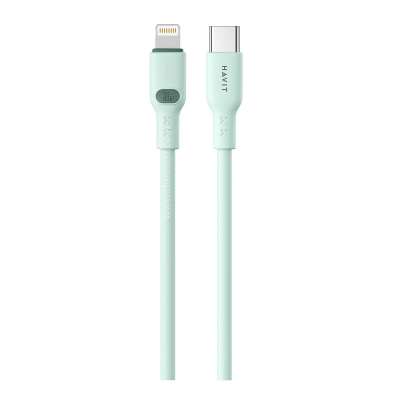 Havit CB6281 USB C to LTG 30W Cable 1m Green - كيبل تايب سي ايفون 30 واط من هافيت ابيض