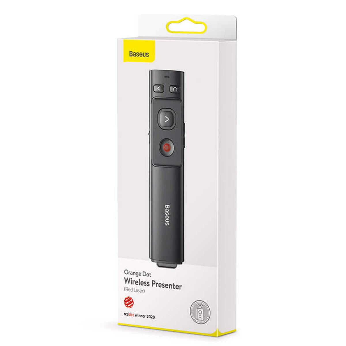 Baseus Orange Dot Wireless Presenter Red Laser Grey (No Battery-جهاز تحكّم لاسلكي للعروض التقديمية من بيسوس – ليزر أحمر، لون رمادي (بدون بطارية)