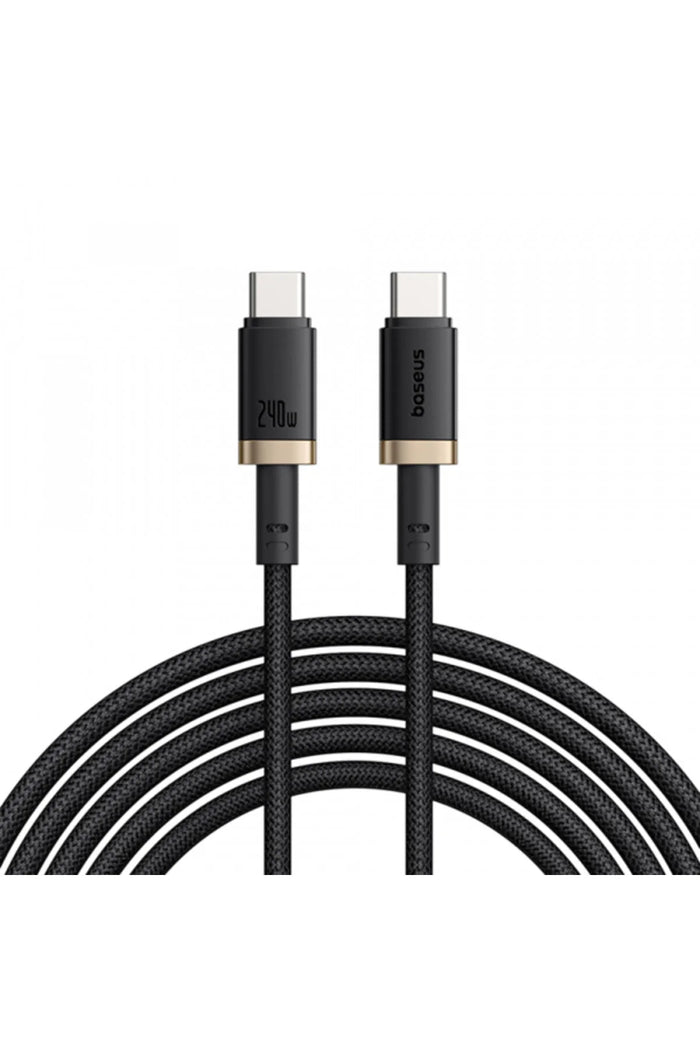 Baseus‏Dura‏Cable‏USB-C→C‏240W‏1m‏Black-باسيوس دورا كابل يو إس بي تايب سي إلى تايب سي بقوة ٢٤٠ واط وطول متر واحد لون أسود