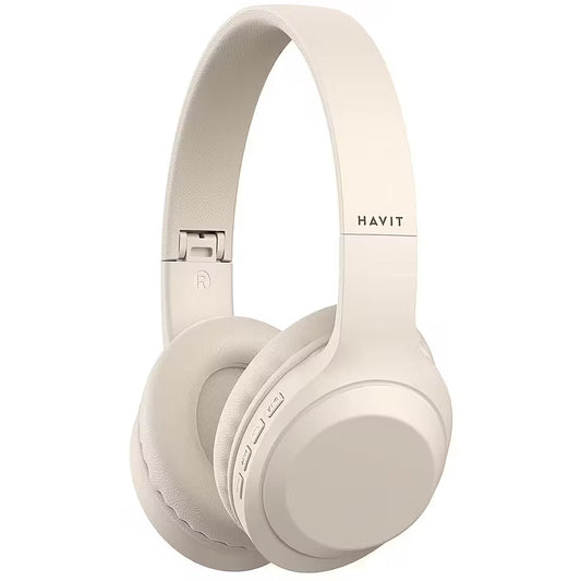 Havit H628BT Wireless Bluetooth Headphones Beige - سماعات بلوتوث هيدسيت من هافيت بيجي