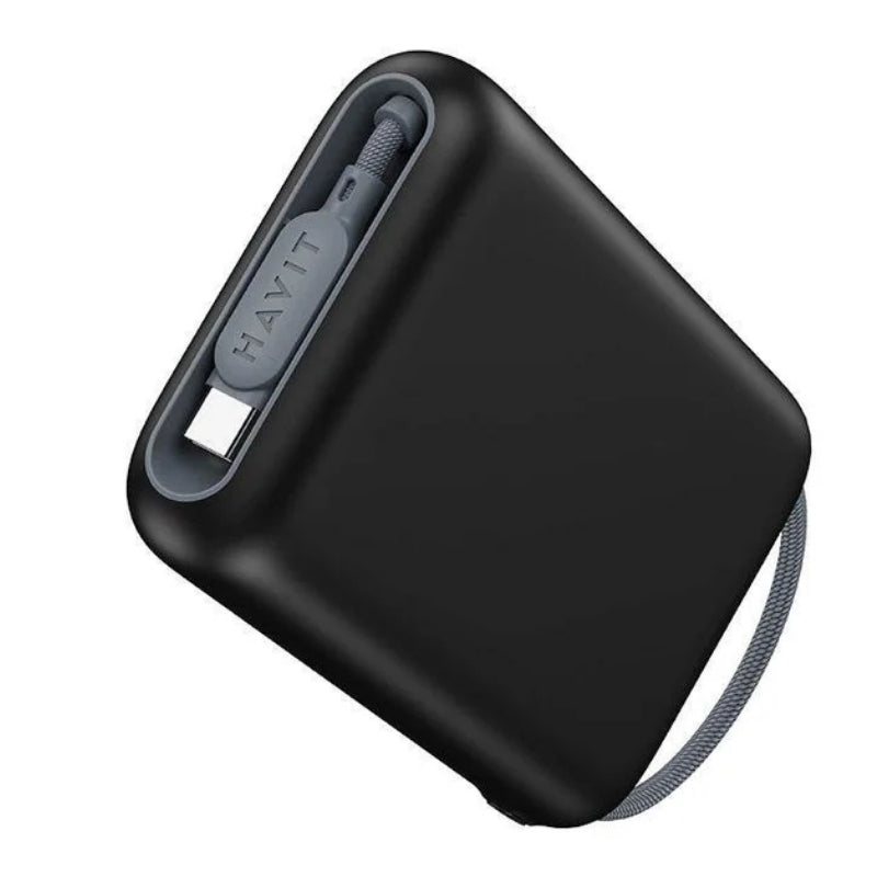 Havit PB35 Power bank 20000mA 22.5W Black - باوربنك 20000 ملي امبير 22.5 واط مع كيبل تايب سي مدمج من هافيت
