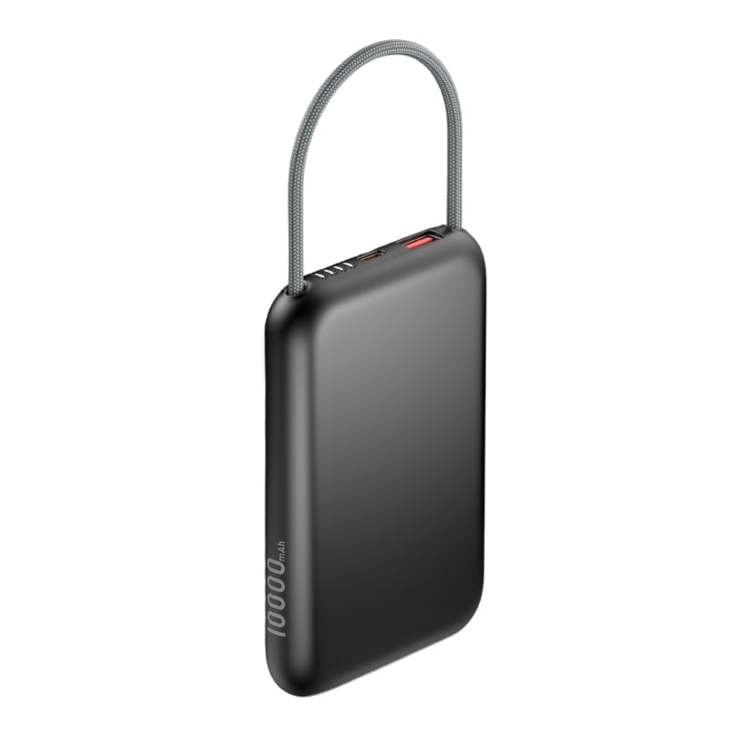 Havit PB32 Power bank 10000mA 22.5W Black - باوربنك 10000 ملي امبير 22.5 واط مع كيبل تايب سي مدمج من هافيت اسود