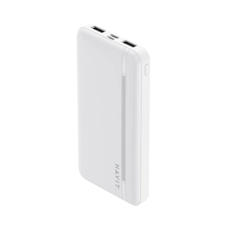 Havit PB89 Power Bank 10000mAh with LED Indicator White - باوربنك 10000 ملي امبير 18.5 واط من هافيت ابيض