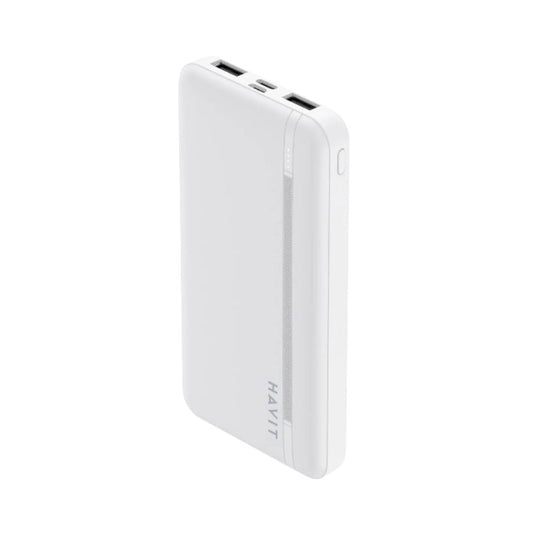 Havit PB89 Power Bank 10000mAh with LED Indicator White - باوربنك 10000 ملي امبير 18.5 واط من هافيت ابيض