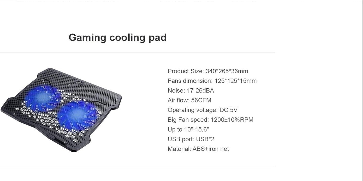 Havit F2075 Laptop Cooling Pad 2 Fans Black - مروحة تبريد للابتوب من هافيت اسود