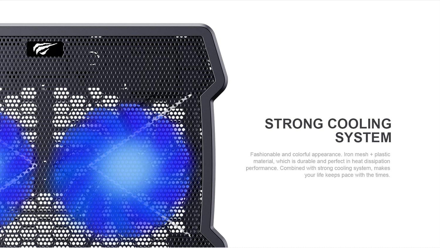 Havit F2075 Laptop Cooling Pad 2 Fans Black - مروحة تبريد للابتوب من هافيت اسود