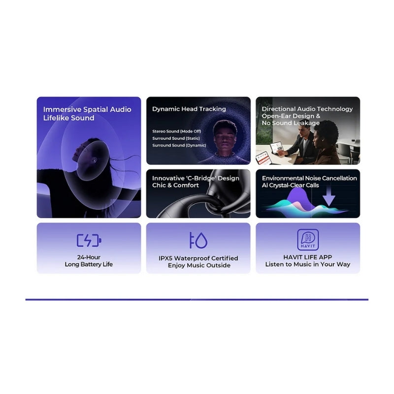 Havit OWS916 LITE OWS earbuds Beige - سماعات بلوتوث من هافيت بيجي