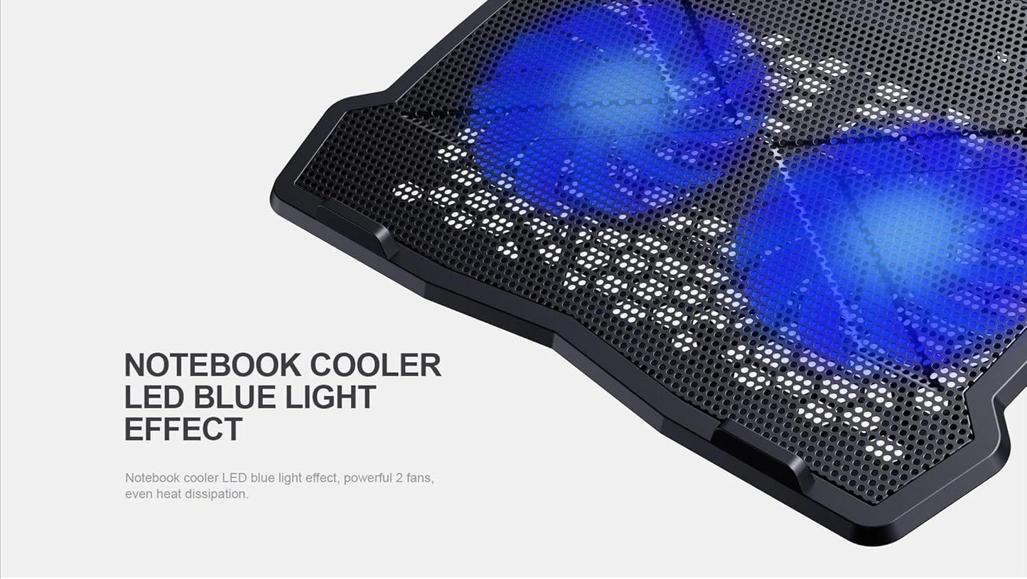 Havit F2075 Laptop Cooling Pad 2 Fans Black - مروحة تبريد للابتوب من هافيت اسود