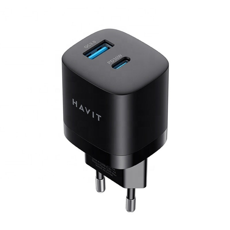 Havit UC30 Pro UK Wall Charger Black - شاحن 30 واط من هافيت اسود