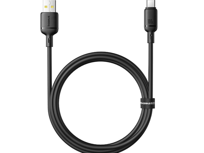 Baseus‏ Silky‏ Cable‏ USB-A to To USB-C 2m‏ Black- كيبل يو اس بي الى تايب سي ٢متر اسود
