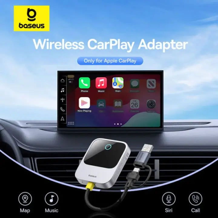 Baseus SafeJourney Wireless CarPlay Adapter Grey - ادابتر كار بلي من باسيوس