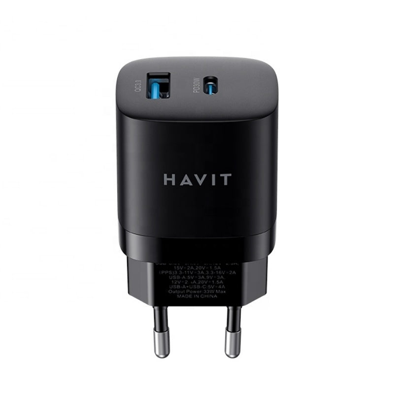 Havit UC30 Pro UK Wall Charger Black - شاحن 30 واط من هافيت اسود
