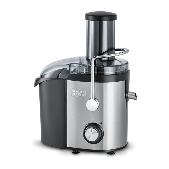 Black&Decker JE800-B5 Juicer Extractor 800W silver/black - عصارة فواكه ستانلس ستيل بقدرة 800 واط وبسعة 1.7 لتر من بلاك اند ديكر