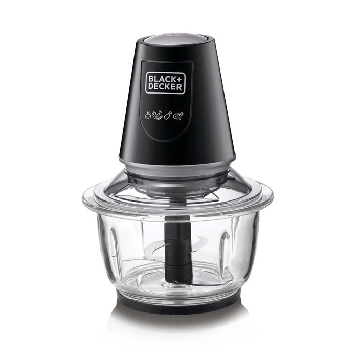 Black&Decker GC400-B5 Glass vertical food chopper 400W black - محضرة طعام عامودية زجاجية 400 واط 1.2 لتر من بلاك اند ديكر