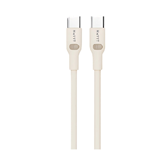 Havit CB6284 Cable 2m Type-C TO Type-C PD100W Beige - كيبل تايب سي تايب سي 100 واط من هافيت بيجي