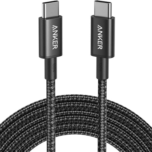 Anker 333 USB-C to USB-C Cable 100W Braided Black - كيبل تايب سي تايب سي 100واط 2 متر من انكر اسود