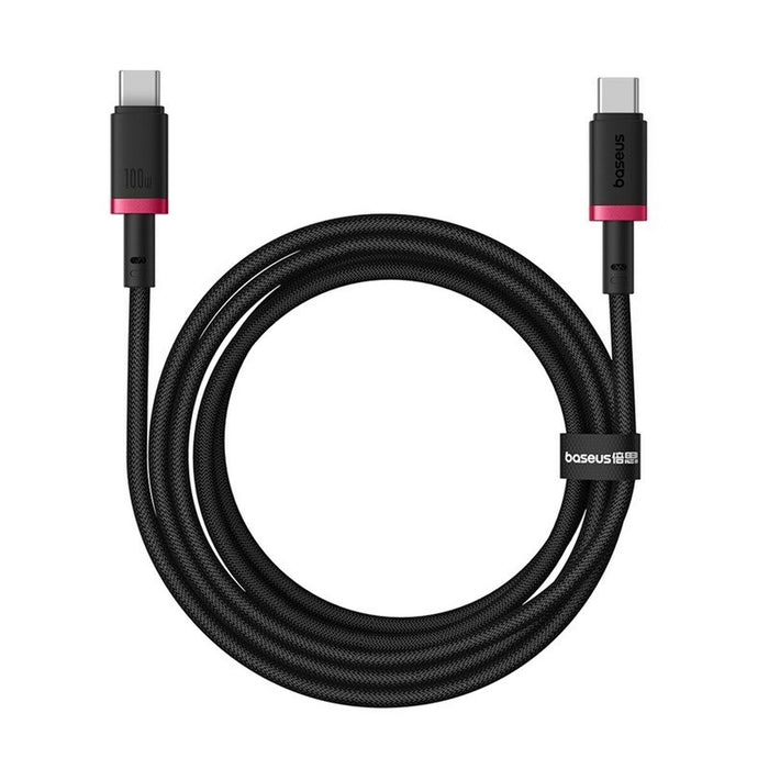 Baseus‏Dura‏Cable‏C→C‏100W‏2m‏Red+Black-كابل باسيوس دورا من يو إس بي سي إلى يو إس بي سي بقوة ١٠٠ واط وطول مترين باللون الأحمر والأسود