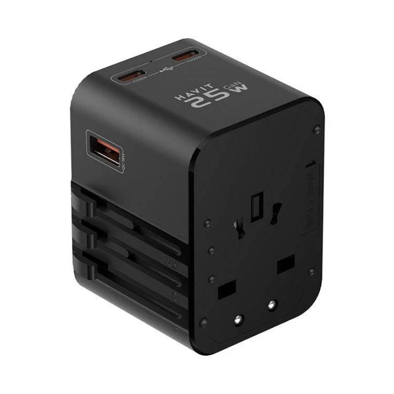 Havit UCT700 Multi‑Port Desktop Charger Black - شاحن عالمي للسفر 25 واط من هافيت اسود