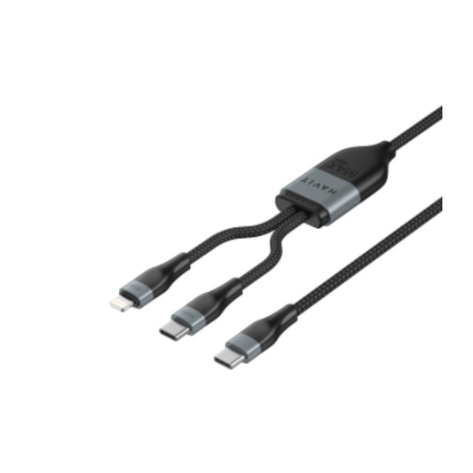 Havit CB6326 Cable type C to C+L 1.2m 100W+30W Black - كيبل تايب سي تايب سي30 + 100 واط من هافيت اسود