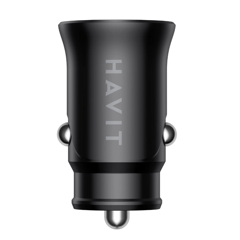 Havit CC2022 Dual USB PD 20W+QC3.0 Car Charger Black - شاحن سياره مزدوج المنافذ بقدره 20 واط من هافيت اسود