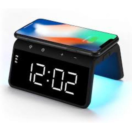 Havit W320 Wireless charger with clock marble -شاحن لاسلكي مع ساعة رقمية من هافيت اسود