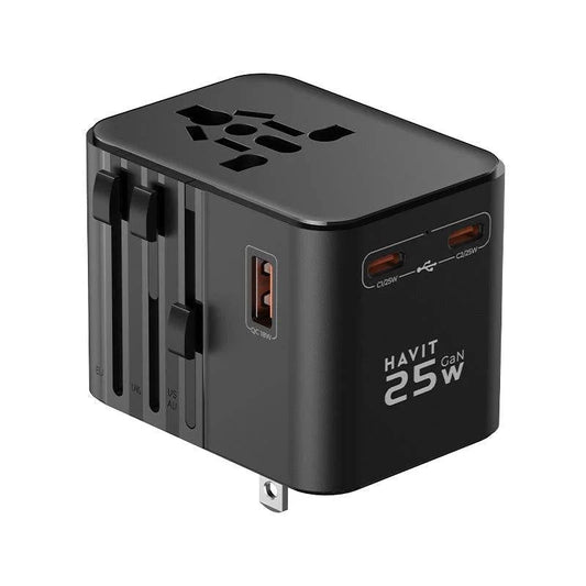 Havit UCT700 Multi‑Port Desktop Charger Black - شاحن عالمي للسفر 25 واط من هافيت اسود