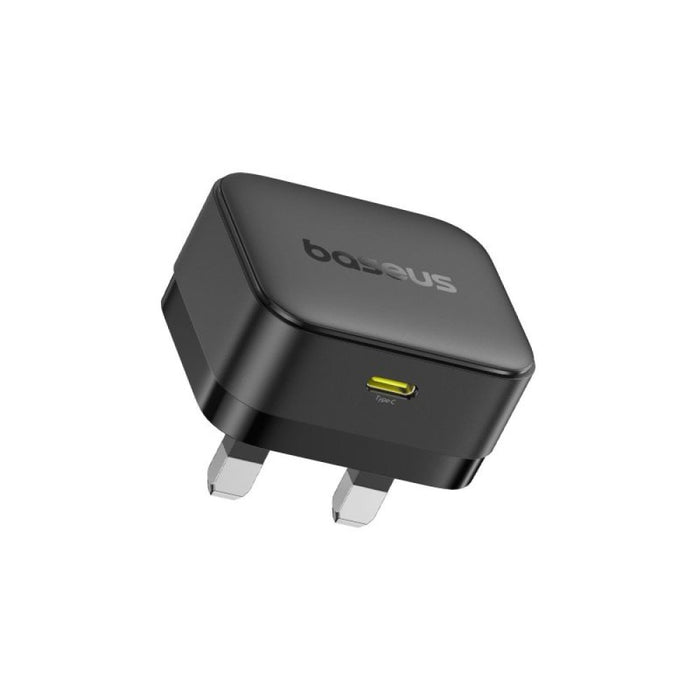 Baseus Palm Charger 1C 30W UK  (With Cable‏C→C‏60W‏1m‏)- شاحن باسيوس بالم بمنفذ واحد بقوة ثلاثين واط بمقبس بريطاني مع كابل من تايب سي إلى تايب سي بقوة ستين واط وطول متر واحد