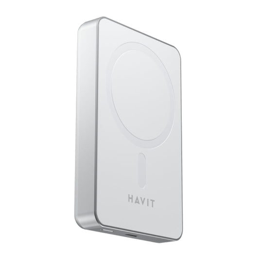 Havit PB5217 Wireless PowerBank 10,000mAh 20W White - باوربنك 10000 ملي امبير 20 واط مع شحن لاسلكي من هافيت ابيض
