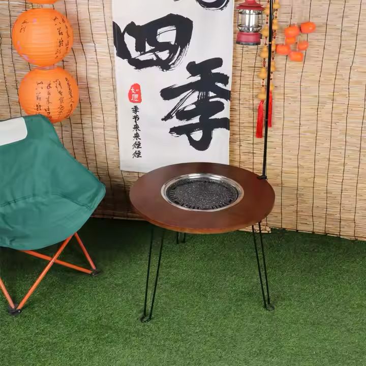 طاولة متنقلة للرحلات والباربكيو – دائرية وقابلة للطي