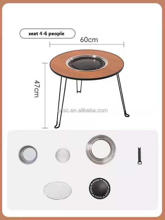 طاولة متنقلة للرحلات والباربكيو – دائرية وقابلة للطي