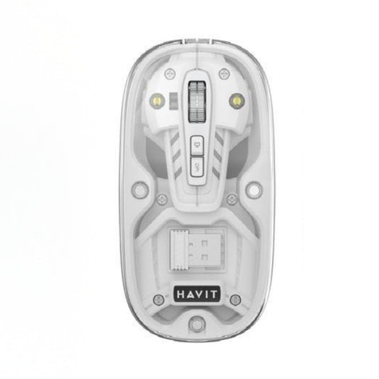 Havit MS62WB Pro Wireless Mouse - Transparent White - ماوس لاسلكي من هافيت - ابيض