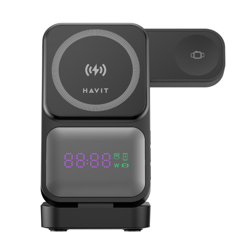 Havit W3107 3in1 Wireless Charger BLACK - شاحن لاسلكي 3 في 1 من هافيت