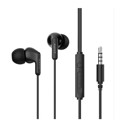 Havit E335P Wired earphone 3.5mm black - سماعات اوكس من هافيت اسود