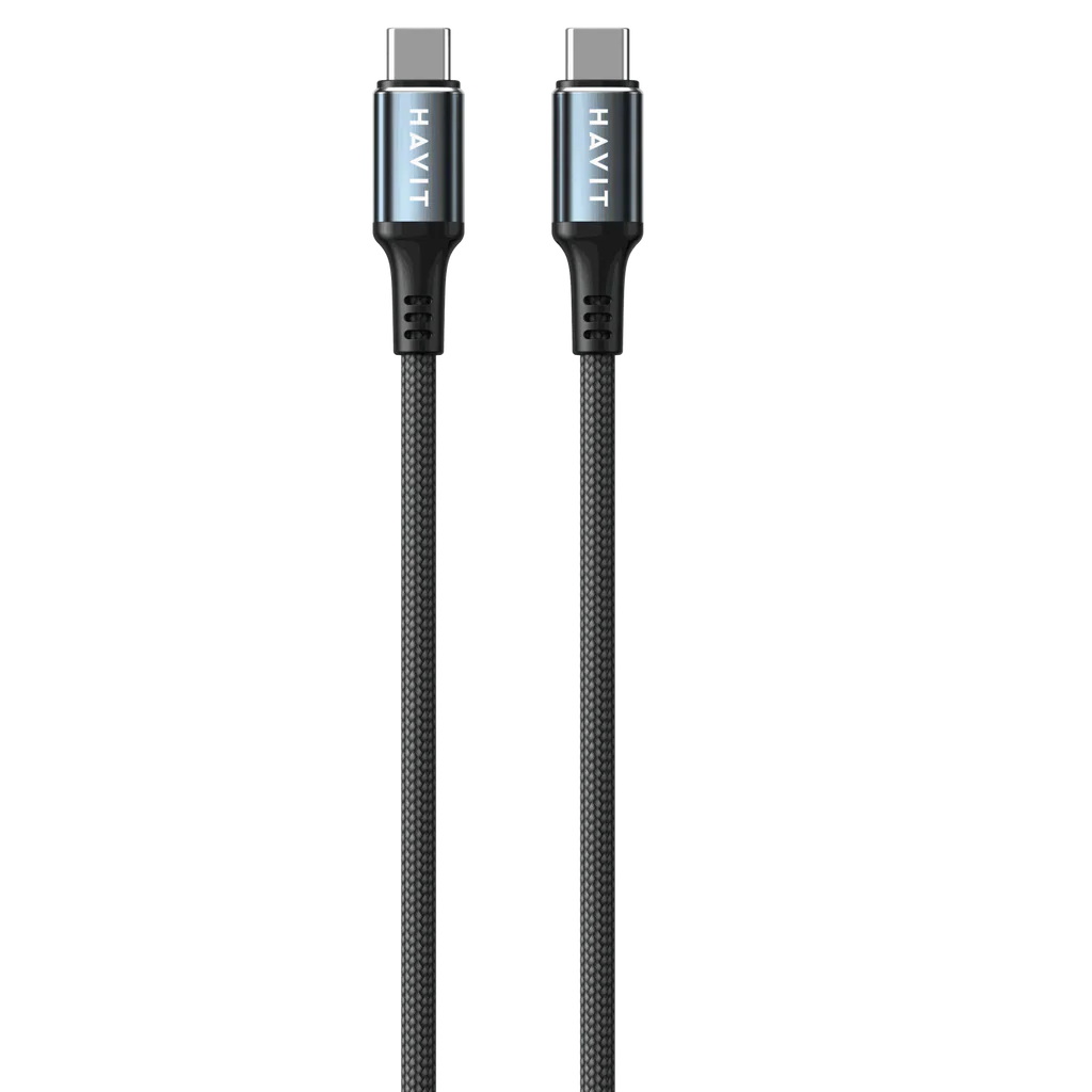 Havit CB6310 1.0m Cable C-C PD60W black+blue - كيبل تايب سي تايب سي بقدره 60 واط من هافيت