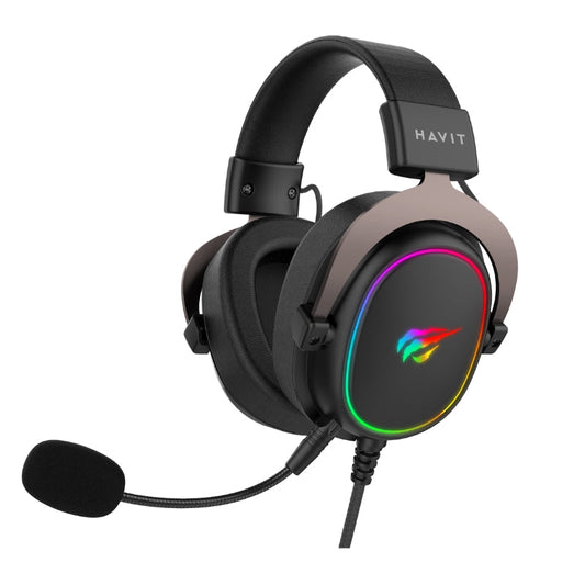 Havit H2002R Wired Gaming headphone black+ochre - سماعات هيدسيت سلكية للالعاب من هافيت