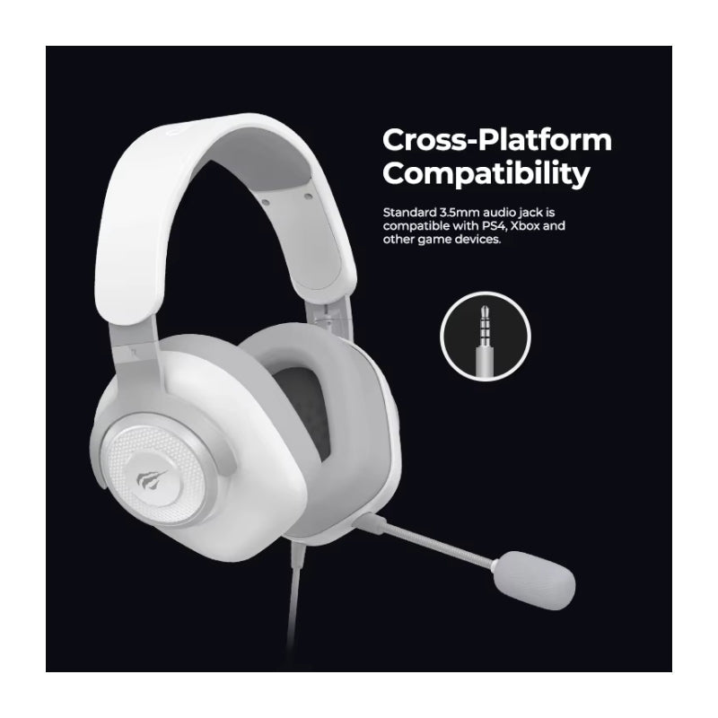 Havit H2230d 3.5mm Esports Gaming Headphone White/Gray  - سماعات هيدسيت سلكية للالعاب من هافيت