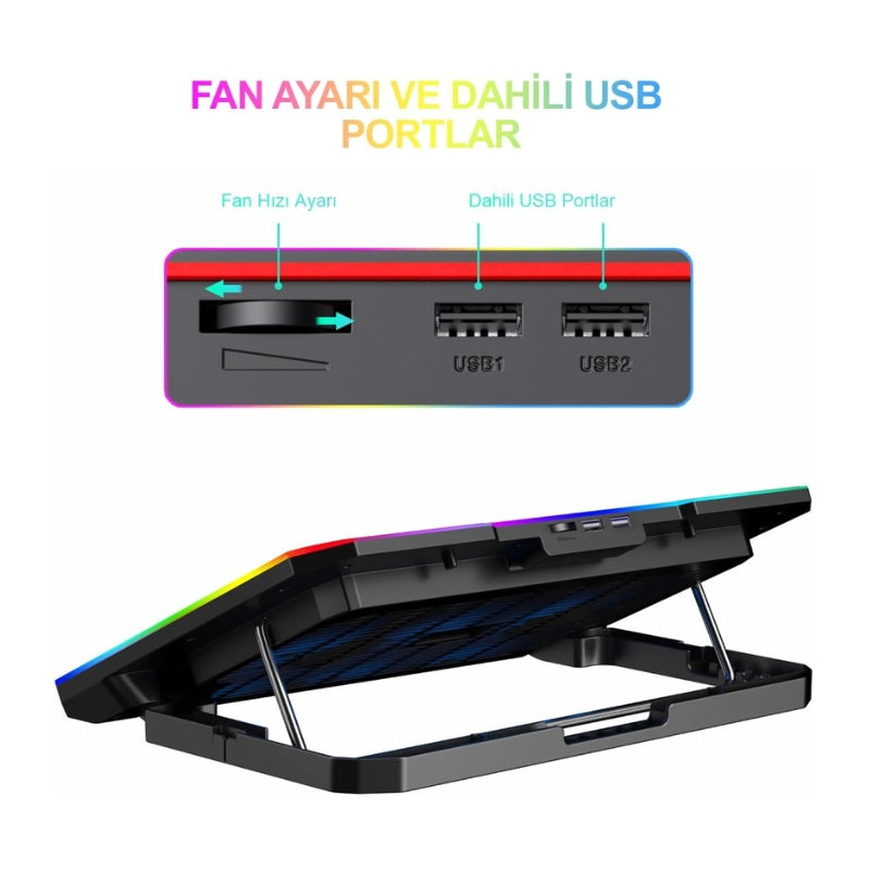 Havit F2069 Laptop Cooling Pad up to 17 inch Black - مرواوح تبريد لابتوب من هافيت اسود